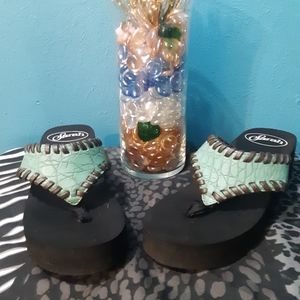 SARAH BLUE LEATHER SANDALS